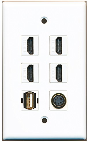 RiteAV - 4 HDMI 1 Port USB A-A 1 Port S-Video Wall Plate