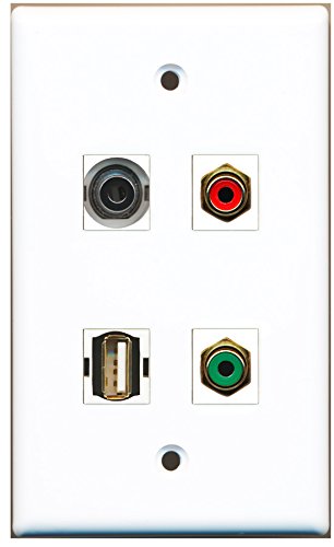 RiteAV - 1 Port RCA Red 1 Port RCA Green 1 Port USB A-A 1 Port 3.5mm Wall Plate