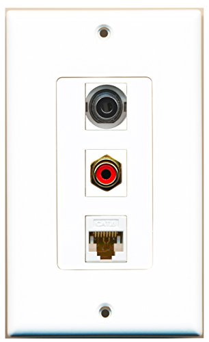 RiteAV - 1 Port RCA Red and 1 Port 3.5mm and 1 Port Cat6 Ethernet White Decorative Wall Plate Decorative