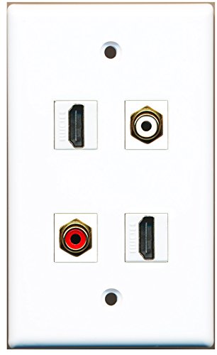 RiteAV Power Outlet and BNC TOSLINK Wall Plate Decorative [White
