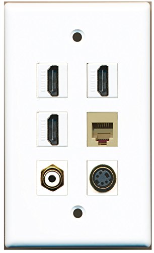 RiteAV - 3 HDMI 1 Port RCA White 1 Port Phone RJ11 RJ12 Beige 1 Port S-Video Wall Plate