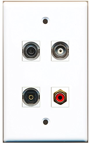 RiteAV - 1 Port RCA Red 1 Port Toslink 1 Port 3.5mm 1 Port BNC Wall Plate