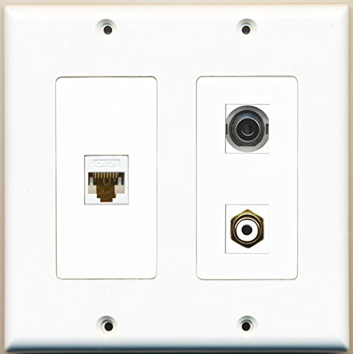 RiteAV - 1 Port RCA White 1 Port 3.5mm 1 Port Cat6 Ethernet White - 2 Gang Wall Plate