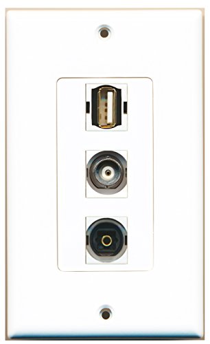 RiteAV - 1 Port USB A-A and 1 Port Toslink and 1 Port BNC Decorative Wall Plate Decorative