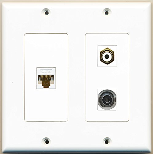 RiteAV - 1 Port RCA White 1 Port 3.5mm 1 Port Cat6 Ethernet White - 2 Gang Wall Plate
