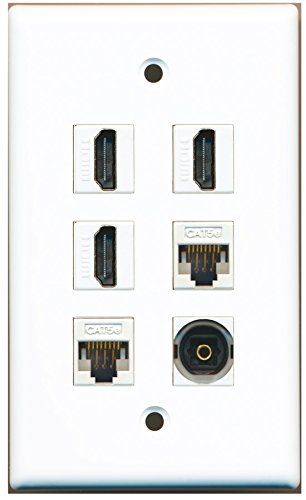 RiteAV - 3 HDMI 1 Port Toslink 2 Port Cat5e Ethernet White Wall Plate