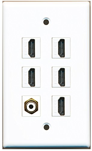 RiteAV - 5 HDMI 1 Port RCA White Wall Plate