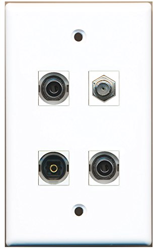 RiteAV - 1 Port Coax Cable TV- F-Type 1 Port Toslink 2 Port 3.5mm Wall Plate