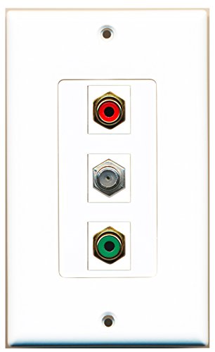 RiteAV - 1 Port RCA Red and 1 Port RCA Green and 1 Port Coax Cable TV- F-Type Decorative Wall Plate Decorative