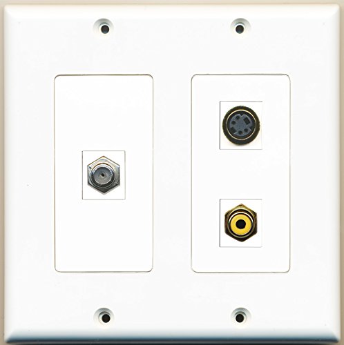 RiteAV - 1 Port RCA Yellow 1 Port Coax Cable TV- F-Type 1 Port S-Video - 2 Gang Wall Plate