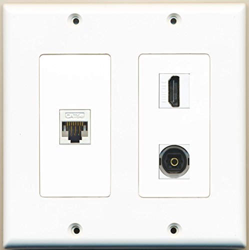 RiteAV - 1 Port HDMI 1 Port Toslink 1 Port Cat5e Ethernet White - 2 Gang Wall Plate