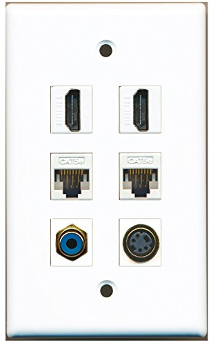 RiteAV - 2 HDMI 1 Port RCA Blue 1 Port S-Video 2 Port Cat5e Ethernet White Wall Plate