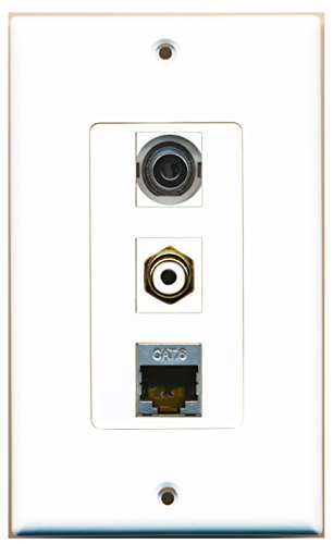 RiteAV - 1 Port RCA White and 1 Port Shielded Cat6 Ethernet and 1 Port 3.5mm Decorative Wall Plate Decorative