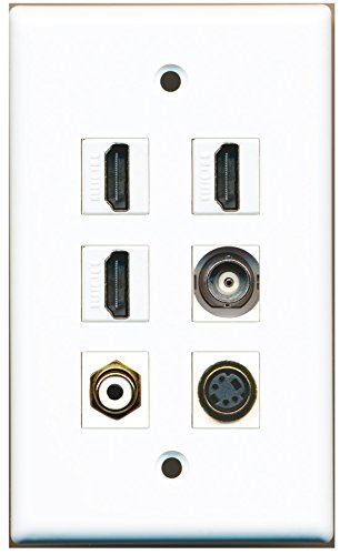 RiteAV - 3 HDMI 1 Port RCA White 1 Port S-Video 1 Port BNC Wall Plate