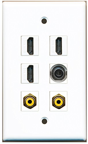 RiteAV - 3 HDMI 2 Port RCA Yellow 1 Port 3.5mm Wall Plate