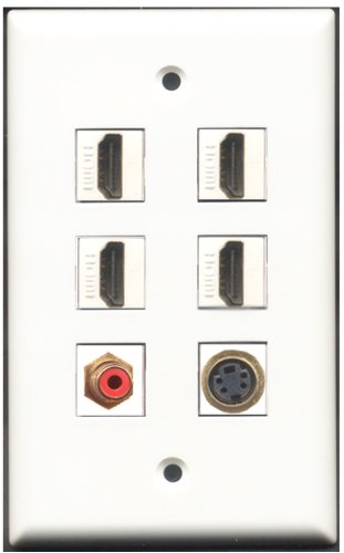 RiteAV - 4 Port HDMI 1 RCA Red 1 S-Video Wall Plate