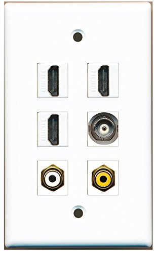 RiteAV - 3 HDMI 1 Port RCA White 1 Port RCA Yellow 1 Port BNC Wall Plate