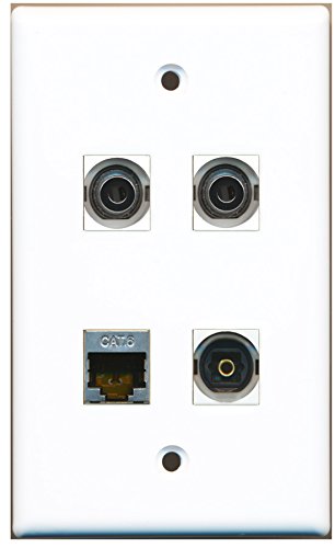 RiteAV - 1 Port Shielded Cat6 Ethernet 1 Port Toslink 2 Port 3.5mm Wall Plate