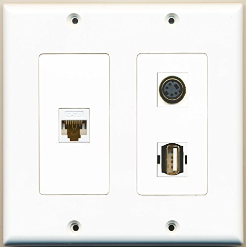 RiteAV - 1 Port USB A-A 1 Port S-Video 1 Port Cat6 Ethernet White - 2 Gang Wall Plate