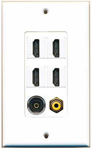 RiteAV - 4 Port HDMI 1 RCA Yellow 1 Toslink Wall Plate Decorative