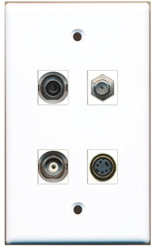 RiteAV - 1 Port Coax Cable TV- F-Type 1 Port S-Video 1 Port 3.5mm 1 Port BNC Wall Plate
