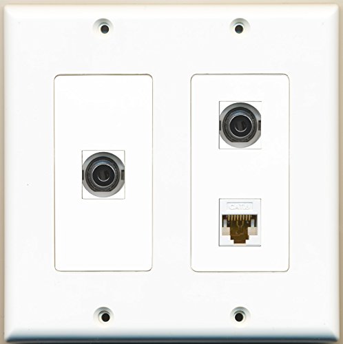 RiteAV - 2 Port 3.5mm 1 Port Cat6 Ethernet White - 2 Gang Wall Plate