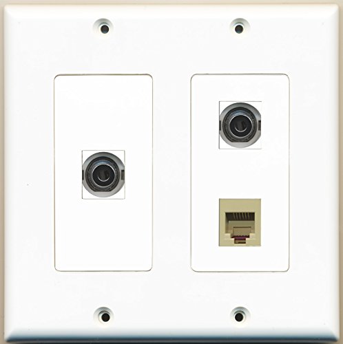 RiteAV - 1 Port Phone RJ11 RJ12 Beige 2 Port 3.5mm - 2 Gang Wall Plate