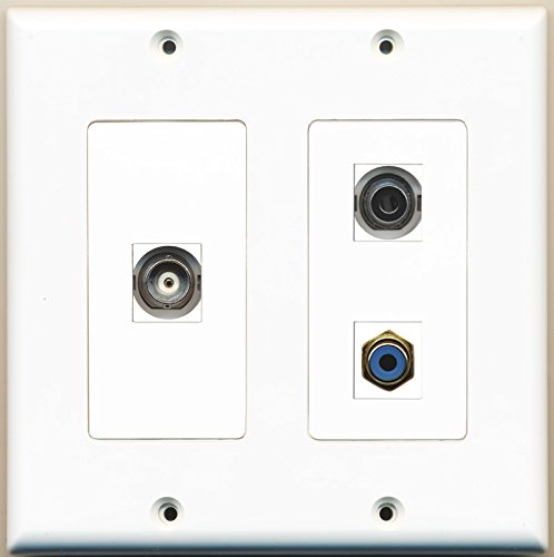 RiteAV - 1 Port RCA Blue 1 Port 3.5mm 1 Port BNC - 2 Gang Wall Plate