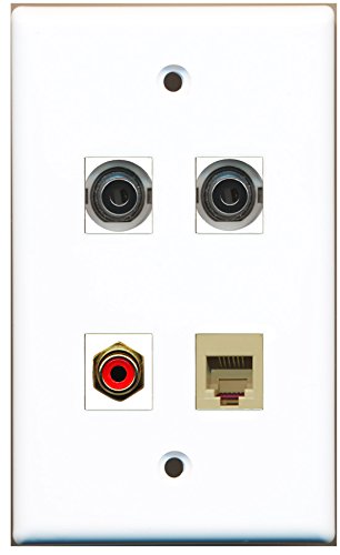 RiteAV - 1 Port RCA Red 1 Port Phone RJ11 RJ12 Beige 2 Port 3.5mm Wall Plate