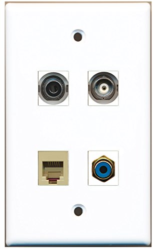 RiteAV - 1 Port RCA Blue 1 Port Phone RJ11 RJ12 Beige 1 Port 3.5mm 1 Port BNC Wall Plate