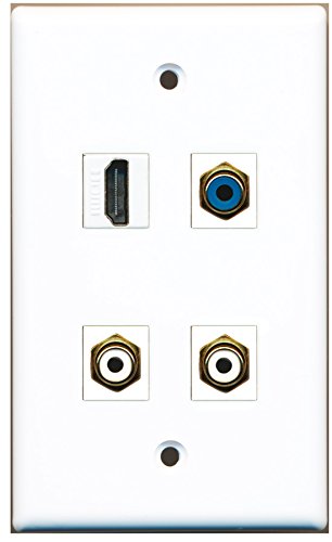 RiteAV - 1 Port HDMI 2 Port RCA White 1 Port RCA Blue Wall Plate