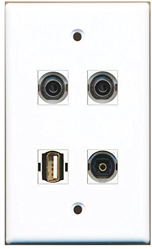RiteAV - 1 Port USB A-A 1 Port Toslink 2 Port 3.5mm Wall Plate