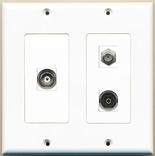 RiteAV - 1 Port Coax Cable TV- F-Type 1 Port Toslink 1 Port BNC - 2 Gang Wall Plate