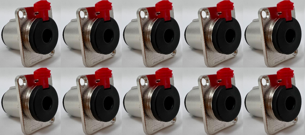 6.35mm Female D Series Heavy Duty Chassis Panel Mount Connector Bulkhead Coupler, Silver Metal Housing/Solder Contacts on back