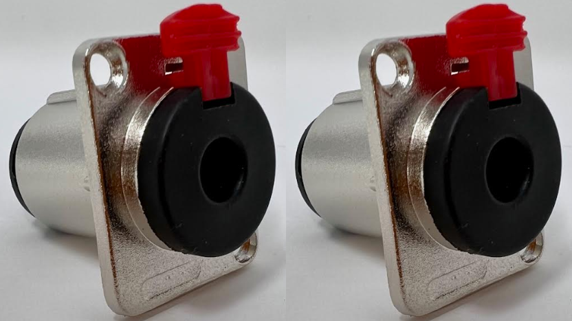 6.35mm Female D Series Heavy Duty Chassis Panel Mount Connector Bulkhead Coupler, Silver Metal Housing/Solder Contacts on back