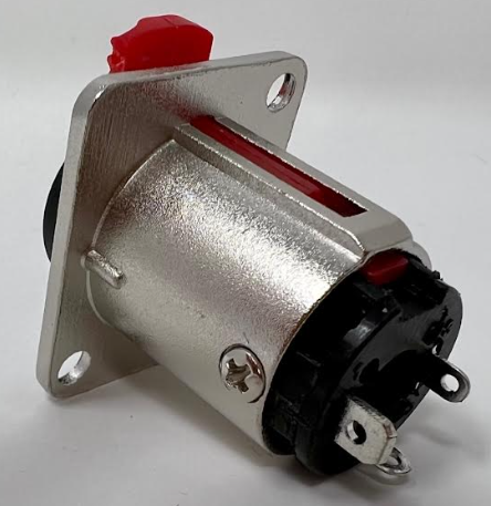 6.35mm Female D Series Heavy Duty Chassis Panel Mount Connector Bulkhead Coupler, Silver Metal Housing/Solder Contacts on back