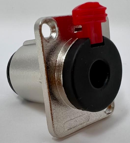 6.35mm Female D Series Heavy Duty Chassis Panel Mount Connector Bulkhead Coupler, Silver Metal Housing/Solder Contacts on back