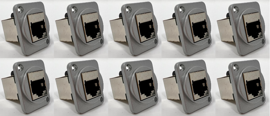 Cat 6A D Series Chassis Panel Mount Connector Pass Through Solderless Bulkhead Coupler, Silver Metal Housing