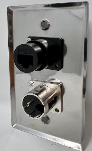 1 Port Cat6/1 Port XLR 3 Pole Male D Series Heavy Duty Stainless Steel Wall Plate