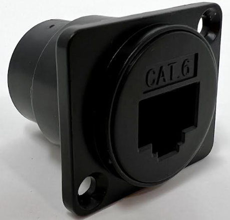 Cat 6 D Series Heavy Duty Chassis Panel Mount Connector Pass Through Solderless Bulkhead Coupler, Black Metal Housing