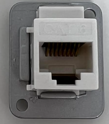 Cat 6 D Series Chassis Panel Mount Connector Pass Through Solderless Bulkhead Coupler, Silver Metal Housing/White Cat 6
