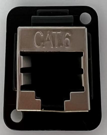Cat 6 D Series Chassis Panel Mount Connector Pass Through Solderless Bulkhead Coupler, Black Metal Housing/Shielded Cat6