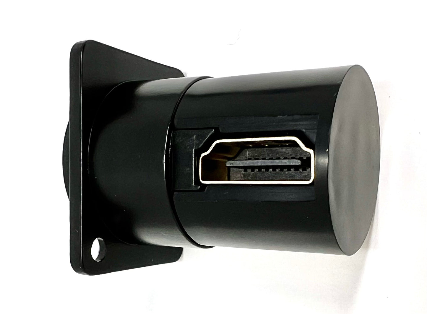 HDMI D Series Heavy Duty Chassis Panel Mount Connector Pass Through Solderless Bulkhead Coupler, Black Metal Housing - HDMI Angled Exit