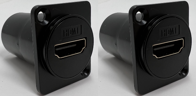 HDMI D Series Heavy Duty Chassis Panel Mount Connector Pass Through Solderless Bulkhead Coupler, Black Metal Housing - HDMI Straight Exit