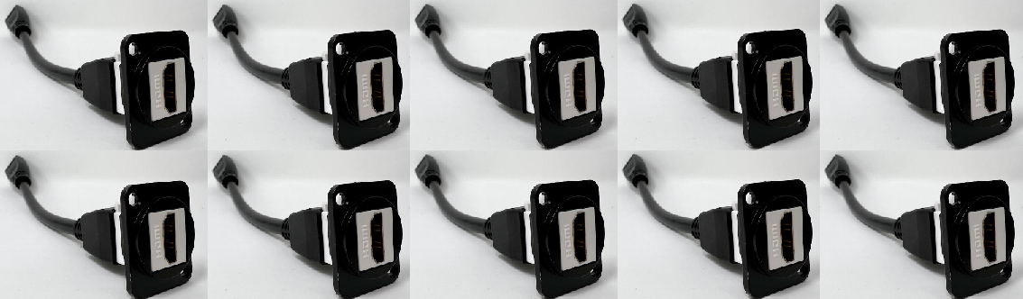 HDMI D Series Chassis Panel Mount Connector Pass Through Solderless Bulkhead Coupler, Black Metal Housing/White HDMI Pigtail