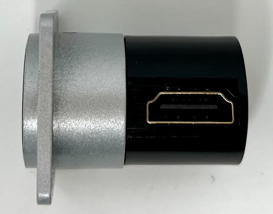 HDMI D Series Heavy Duty Chassis Panel Mount Connector Pass Through Solderless Bulkhead Coupler, Silver Metal Housing - HDMI Angled Exit