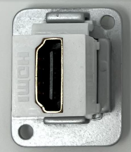 HDMI D Series Chassis Panel Mount Connector Pass Through Solderless Bulkhead Coupler, Silver Metal Housing/White HDMI