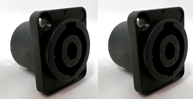 4 Pole Speaker Box Female D Series Heavy Duty Chassis Panel Mount Connector Bulkhead Coupler, Black Housing/Solder Contacts on back