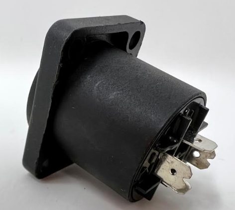 4 Pole Speaker Box Female D Series Heavy Duty Chassis Panel Mount Connector Bulkhead Coupler, Black Housing/Solder Contacts on back