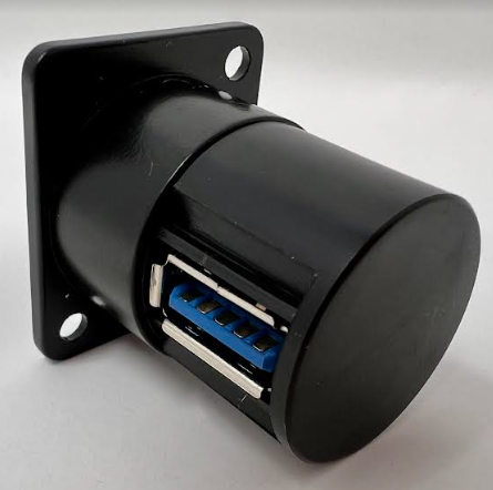 Products USB 3.0 A-type Female D Series Heavy Duty Chassis Panel Mount Connector Pass Through Solderless Bulkhead Coupler, Black Metal Housing/Angled Exit